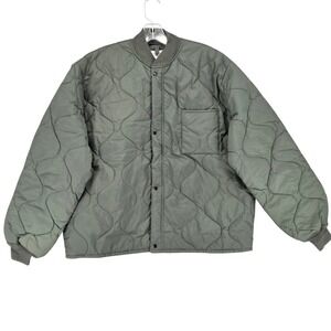 Vintage Men Large CWU-9/P USAF Flyers Quilted Liner Jacket Green Military Flight